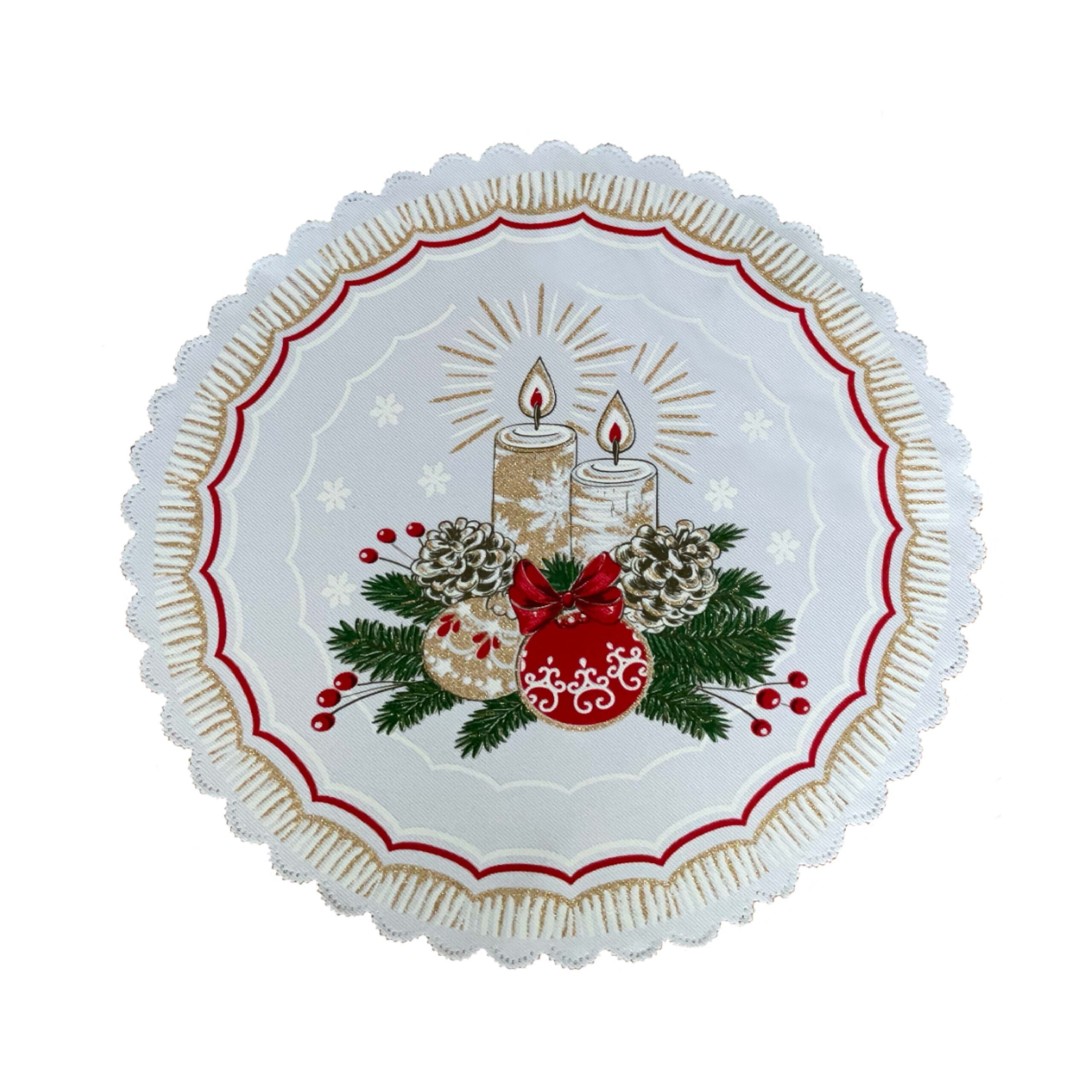 Serwetka świąteczna okrągła fi 35cm – STROIK – różne kolory - obrazek 2