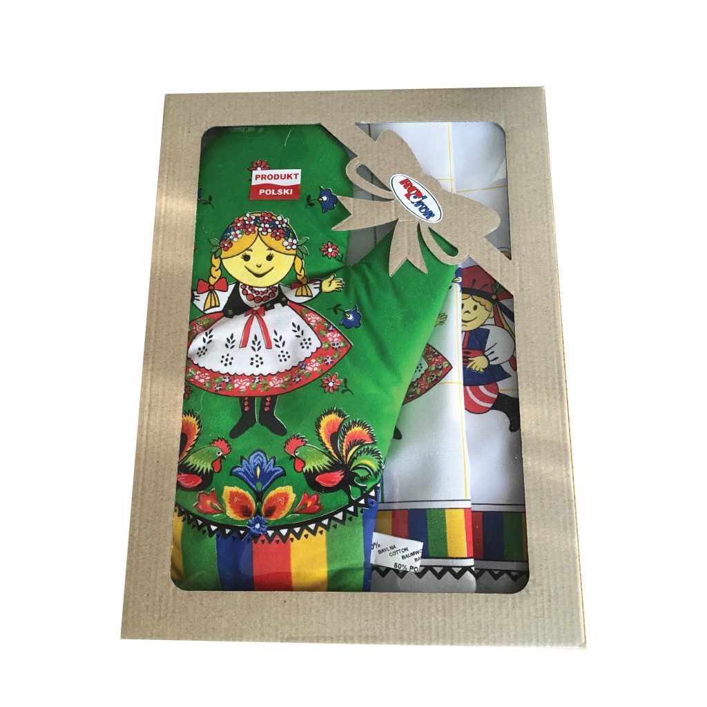 Komplet kuchenny Krakowski - ściereczki i rękawica zielona