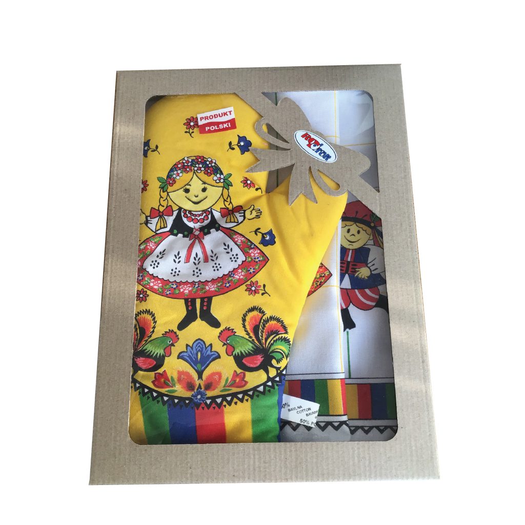 Komplet kuchenny Krakowski - ściereczki i rękawica żółta