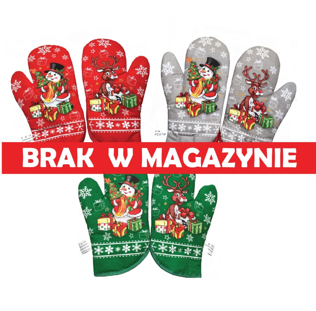 Rękawica kuchenna – Boże Narodzenie –  BAŁWANEK i RENIFEREK