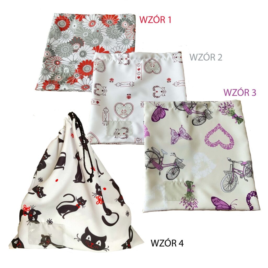 Worki na kapcie, buty/strój gimnastyczny - różne wzory